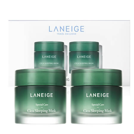 Laneige Travel Exclusive Cica Sleeping Mask Duo 60 ml x 2 สลีปปิ้งมาสก์รุ่นล่าสุดที่มีส่วนผสมของ Cica ช่วยปลอบประโลมผิวหน้าที่มีปัญหาจากสิว และลดเลือนริ้วรอยต่างๆ